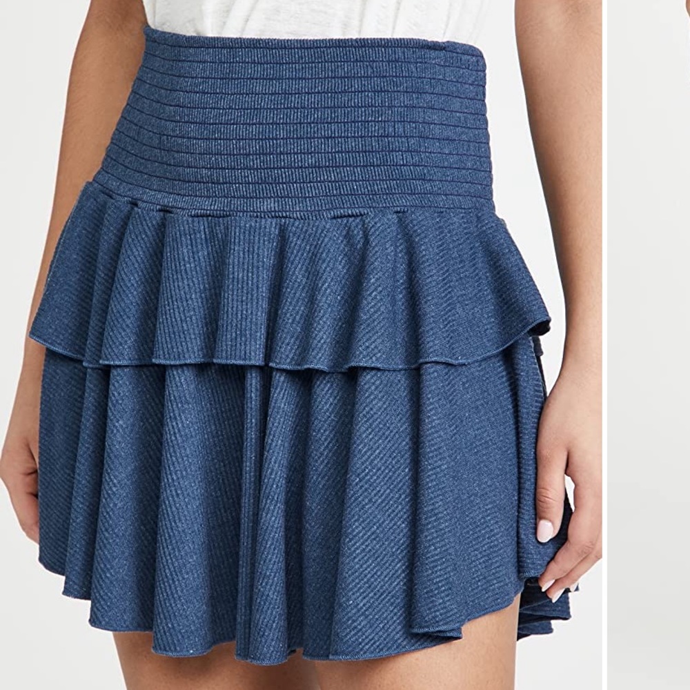 COPY - Chaser Cozy Rib Flouncy Tiered Mini Skirt, Blue Size XS